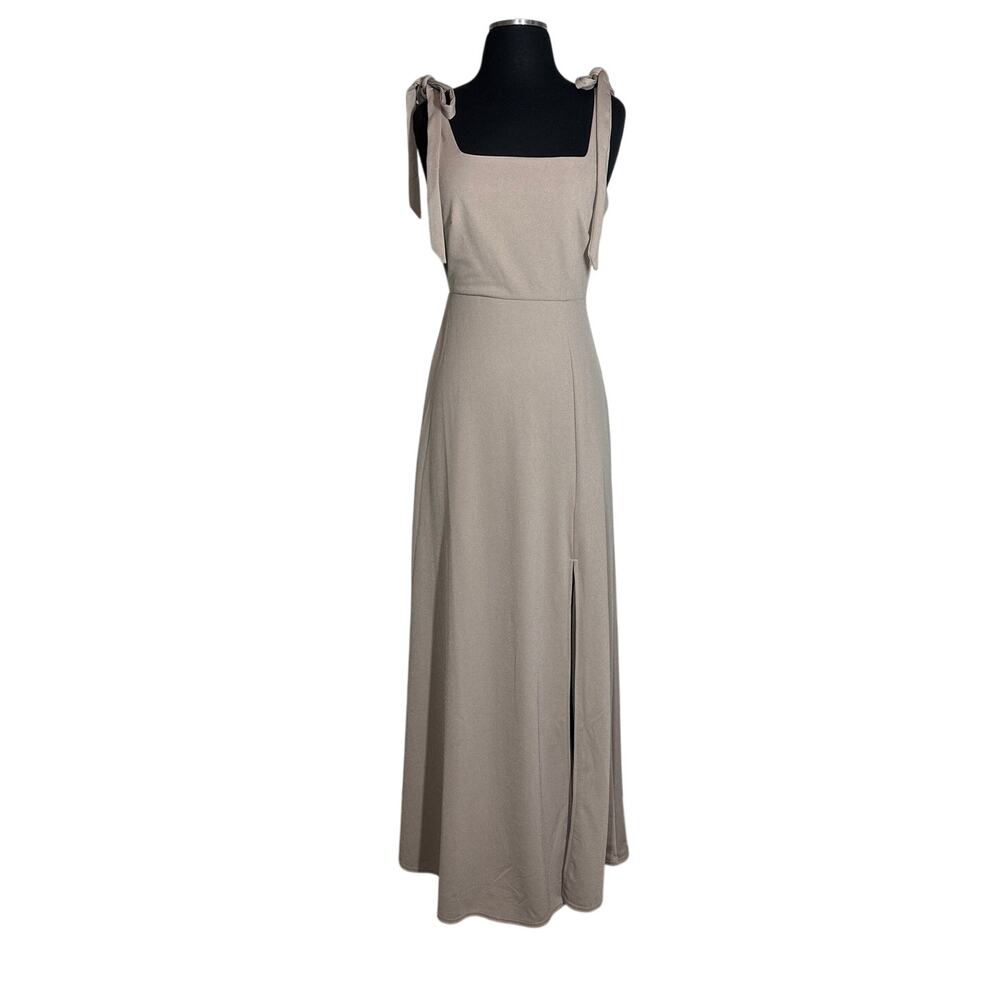 Birdy Grey Alex Long Bridesmaid Dress Taupe Sz S Maxi Formal Wedding Prom